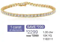 Charm Diamond 10K Yellow Gold 1.00CTW Diamond Bracelet offer