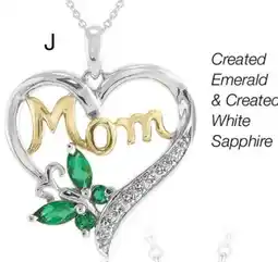 Charm Diamond Sterling Silver & Yellow Gold Created Emerald & Created White Sapphire Pendant offer