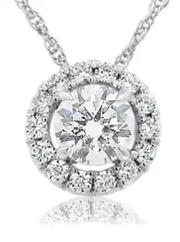 Charm Diamond New Brilliance 10K White Gold Lab Grown 1.00CTW Diamond Halo Pendant offer