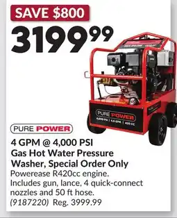 Princess Auto 4 GPM @ 4,000 PSI Gas Hot Water Pressure Washer, Special Order Only offer