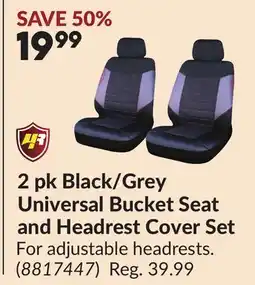 Princess Auto 2 pk Black/Grey Universal Bucket Seat and Headrest Cover Set offer