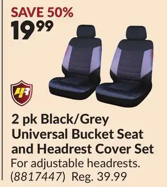 Princess Auto 2 pk Black/Grey Universal Bucket Seat and Headrest Cover Set offer
