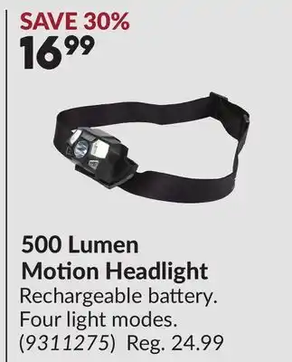Princess Auto 500 Lumen Motion Headlight offer