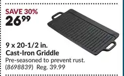 Princess Auto 9 x 20-1/2 in. Cast-Iron Griddle offer