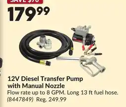 Princess Auto 12V Diesel Transfer Pump with Manual Nozzle offer