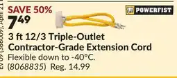 Princess Auto 3 ft12/3 Triple-Outlet Contractor-Grade Extension Cord offer