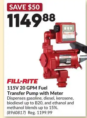 Princess Auto 115V 20 GPM Fuel Transfer Pump with Meter offer