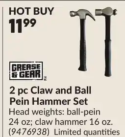 Princess Auto 2 pc Claw and Ball Pein Hammer Set offer