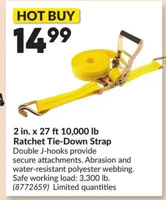 Princess Auto 2 in. x 27 ft10,000 lb Ratchet Tie-Down Strap offer