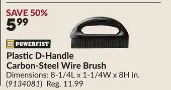 Princess Auto Plastic D-Handle Carbon-Steel Wire Brush offer