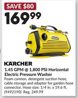 Princess Auto 1.45 GPM @ 1,800 PSI Horizontal Electric Pressure Washer offer