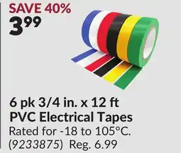 Princess Auto 6 pk 3/4 in. x 12 PVC Electrical Tapes offer