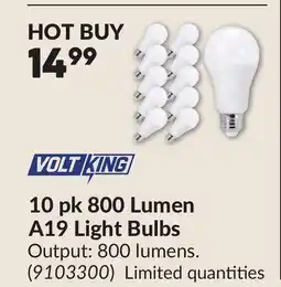 Princess Auto 10 pk 800 Lumen A19 Light Bulbs offer