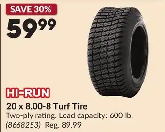 Princess Auto 20 x 8.00-8 Turf Tire offer