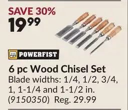 Princess Auto 6 pc Wood Chisel Set offer