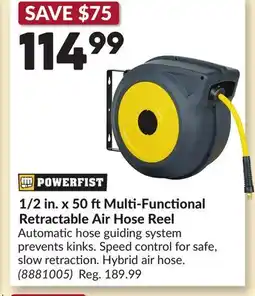 Princess Auto 1/2 in. x 50 ftMulti-Functional Retractable Air Hose Reel offer