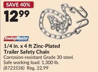 Princess Auto 1/4 in. x 4 ftZinc-Plated Trailer Safety Chain offer