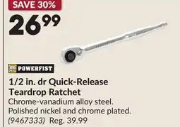Princess Auto 1/2 in. dr Quick-Release Teardrop Ratchet offer