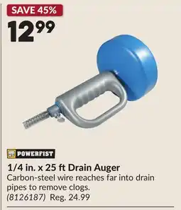 Princess Auto 1/4 in. x 25 ftDrain Auger offer
