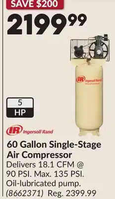 Princess Auto 60 Gallon Single-Stage Air Compressor offer