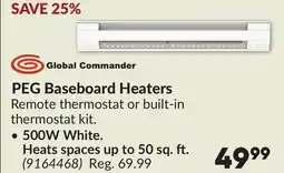 Princess Auto 500W White. Heats spaces up to 50 sq. ft. PEG Baseboard Heaters offer