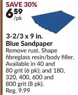 Princess Auto 3-2/3 x 9 in. Blue Sandpaper offer