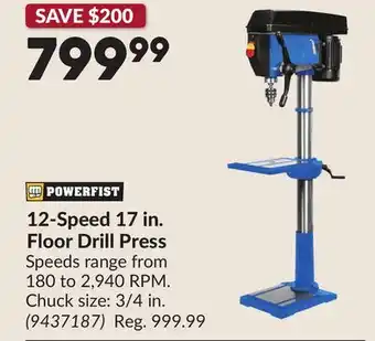 Princess Auto 12-Speed 17 in. Floor Drill Press offer