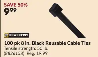 Princess Auto 100 pk 8 in. Black Reusable Cable Ties offer