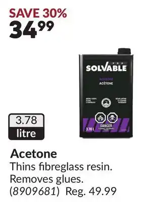 Princess Auto Acetone offer