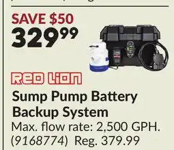 Princess Auto Sump Pump Battery Backup System offer