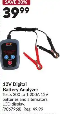 Princess Auto 12V Digital Battery Analyzer offer