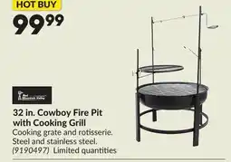 Princess Auto 32 in. Cowboy Fire Pit with Cooking Grill offer