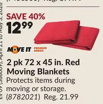 Princess Auto 2 pk 72 x 45 in. Red Moving Blankets offer