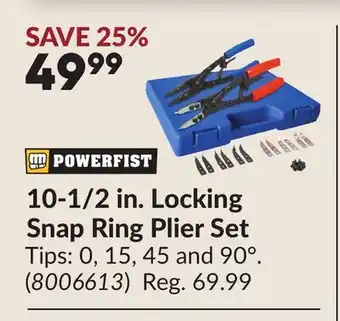 Princess Auto 10-1/2 in. Locking Snap Ring Plier Set offer