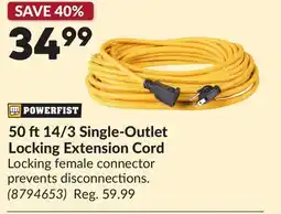 Princess Auto 50 ft 14/3 Single-Outlet Locking Extension Cord offer