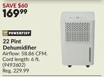 Princess Auto 22 Pint Dehumidifier offer