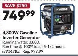 Princess Auto 4,800W Gasoline Inverter Generator offer