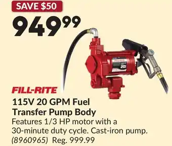Princess Auto 115V 20 GPM Fuel Transfer Pump Body offer