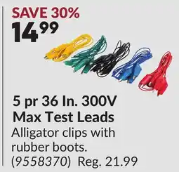 Princess Auto 5 pr 36 In. 300V Max Test Leads offer