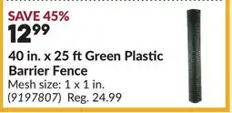 Princess Auto 40 in. x 25 ftGreen Plastic Barrier Fence offer
