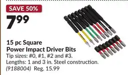 Princess Auto 15 pc Square Power Impact Driver Bits offer