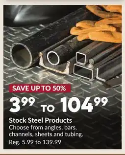 Princess Auto Stock Steel Products offer