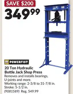 Princess Auto 20 Ton Hydraulic Bottle Jack Shop Press offer