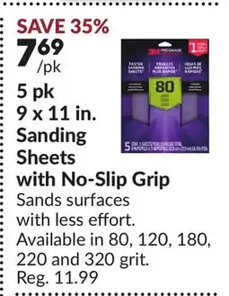 Princess Auto 5 pk 9 x 11 in. Sanding Sheets with No-Slip Grip offer