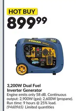 Princess Auto 3,200W Dual Fuel Inverter Generator offer