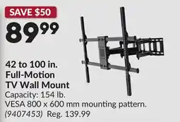 Princess Auto 42 to 100 in. Full-Motion TV Wall Mount offer