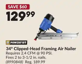Princess Auto 34° Clipped-Head Framing Air Nailer offer