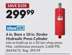 Princess Auto 6 in. Bore x 10 in. Stroke Hydraulic Press Cylinder offer