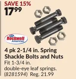Princess Auto 4 pk 2-1/4 in. Spring Shackle Bolts and Nuts offer