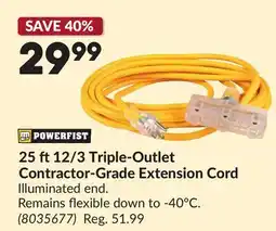 Princess Auto 25 ft12/3 Triple-Outlet Contractor-Grade Extension Cord offer